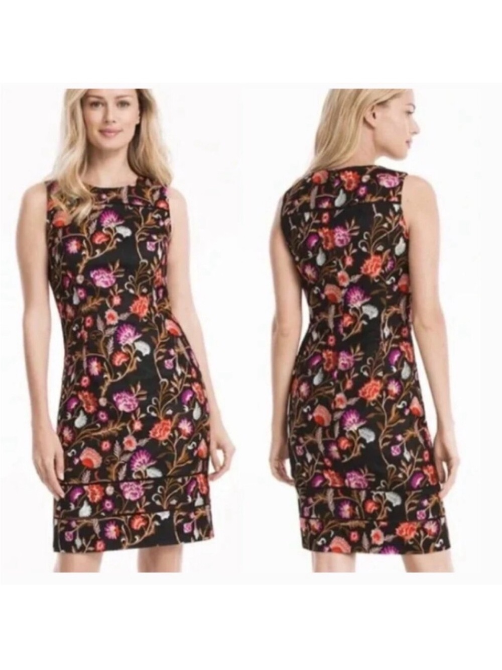 WHBM Sleeveless Floral Embroidered Mesh Dress NWT in Black 2